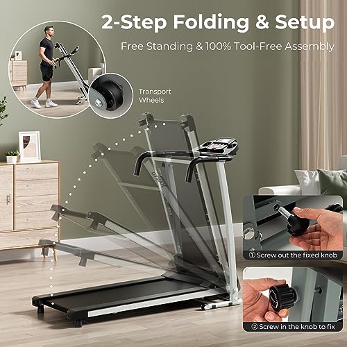 COSTWAY Foldable Treadmill with 12 Preset Programs