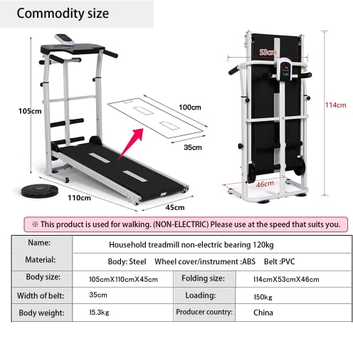 Homelikesport Foldable Manual Walking Treadmill for Home Fitness