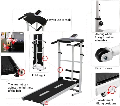 Homelikesport Foldable Manual Walking Treadmill for Home Fitness