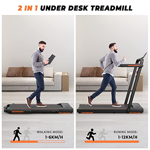 Dskeuzeew 2-in-1 Folding Treadmill with Remote Control