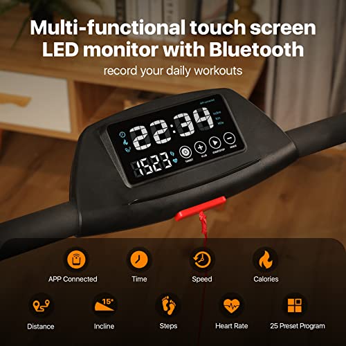Home Treadmill with Incline, Bluetooth & LED Monitor