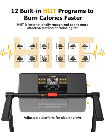 UREVO 2.25HP Foldable Treadmill with 12 HIIT Modes