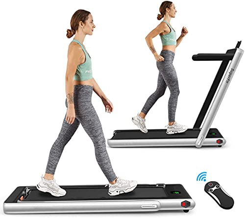 COSTWAY 2-in-1 Folding Treadmill with Bluetooth Speaker