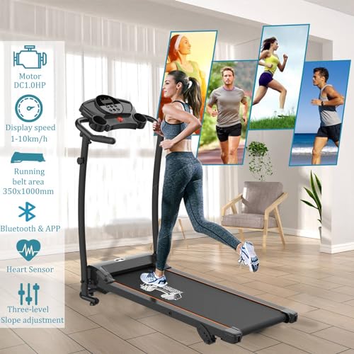 FIT4YOU Folding Motorized Treadmill with Free Waist Plate
