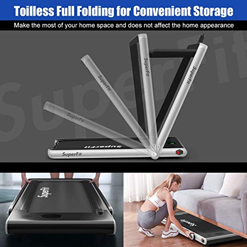 COSTWAY 2-in-1 Folding Treadmill with Bluetooth Speaker