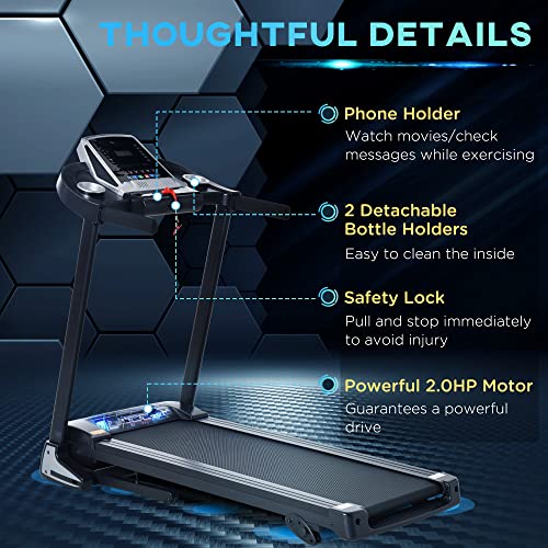 HOMCOM Folding Treadmill with Manual Incline & LED Display