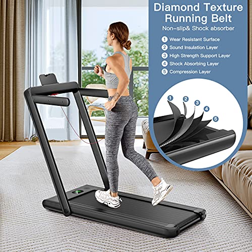COSTWAY 2-in-1 Folding Treadmill, 2.25HP Motor, Bluetooth Speaker