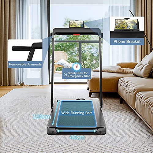 COSTWAY 2-in-1 Folding Treadmill, 2.25HP Motor, Bluetooth Speaker