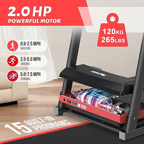 PASYOU Foldable Treadmill - Bluetooth Connectivity, 15 Pre-Programs