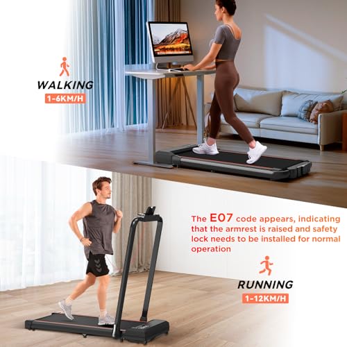 Home Folding Treadmill with Wide Belt, 1-12KM/H (Orange)