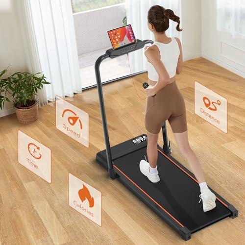 Home Folding Treadmill with Wide Belt, 1-12KM/H (Orange)