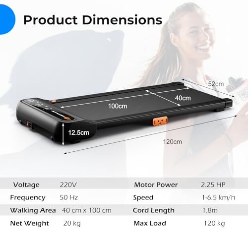 COSTWAY 2-in-1 Under Desk Treadmill with Remote Control