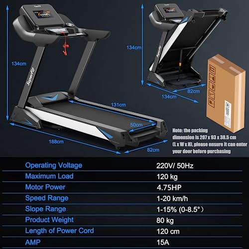 COSTWAY 4.75HP Folding Treadmill with Auto Incline