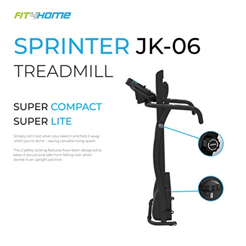 FIT4HOME Electric Treadmill Black JK06 Foldable Running Machine