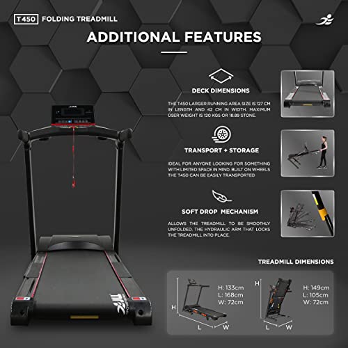 JLL T450 Folding Treadmill with Speaker and Incline