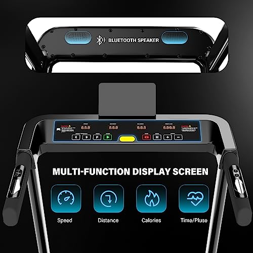 Folding Treadmill with Bluetooth Speaker - Adjustable Speeds