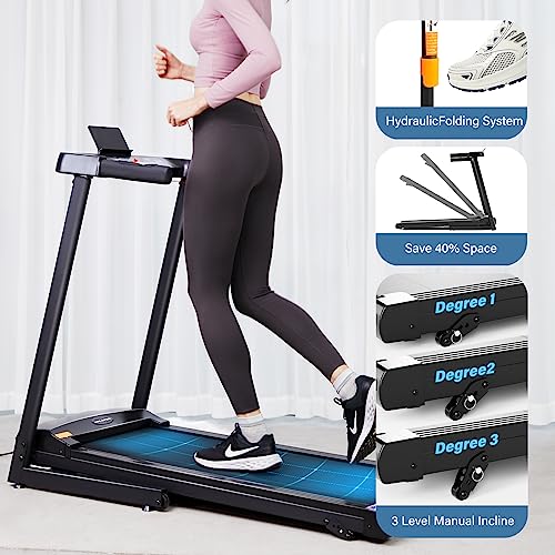 Folding Treadmill with Bluetooth Speaker - Adjustable Speeds