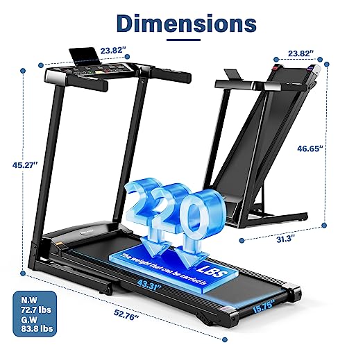 Folding Treadmill with Bluetooth Speaker - Adjustable Speeds