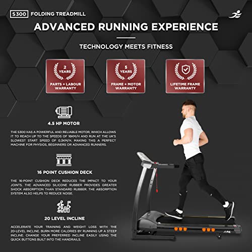 JLL S300 Folding Treadmill, 4.5HP Motor, 20 Incline