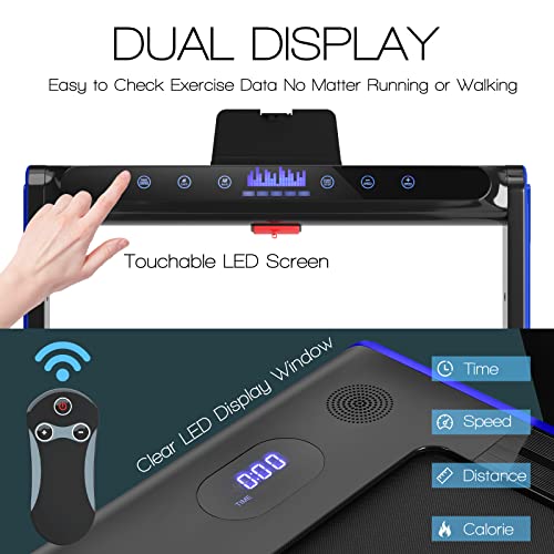 SPOTRAVEL 2-In-1 Folding Electric Treadmill with Bluetooth Speaker