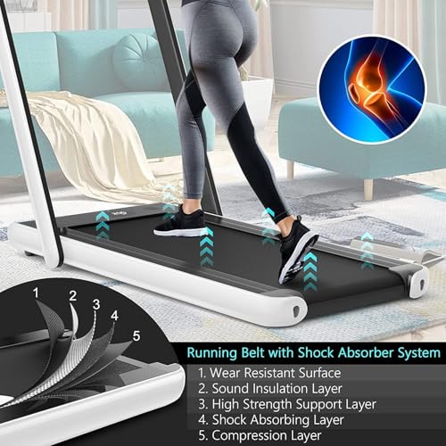 COSTWAY 2 in 1 Under Desk Treadmill - White