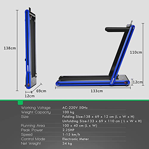 SPOTRAVEL 2-In-1 Folding Electric Treadmill with Bluetooth Speaker