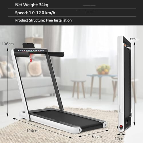COSTWAY 2 in 1 Under Desk Treadmill - White