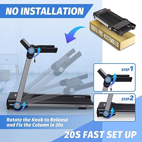 JOROTO Foldable Treadmill 2.5HP Bluetooth LED Display 265lbs