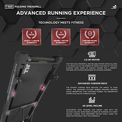 JLL T450 Folding Treadmill, Digital Control, 4.5HP Motor