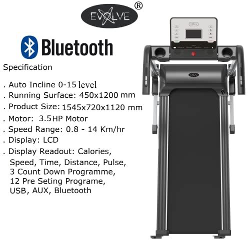 EVOLVE A1 Electric Motorized Incline Treadmill with Bluetooth