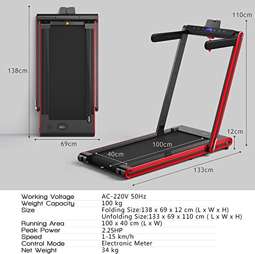 Foldable 2-in-1 Treadmill with Bluetooth Speaker & App