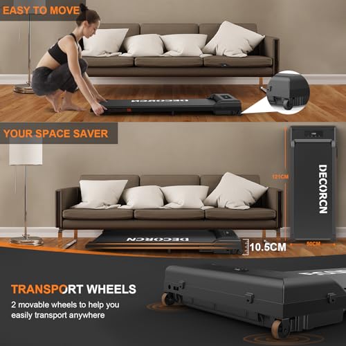 Decorcn Walking Pad: Foldable Treadmill with Remote & Bluetooth