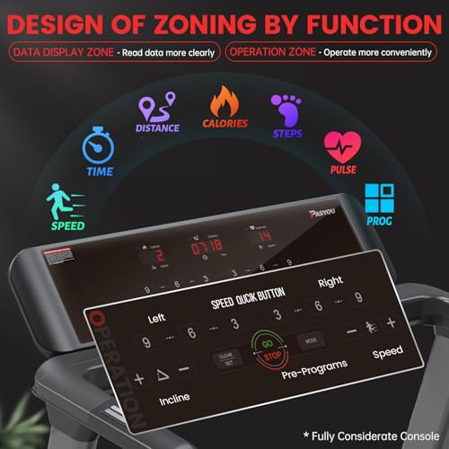 PASYOU Bluetooth Folding Treadmill with Incline