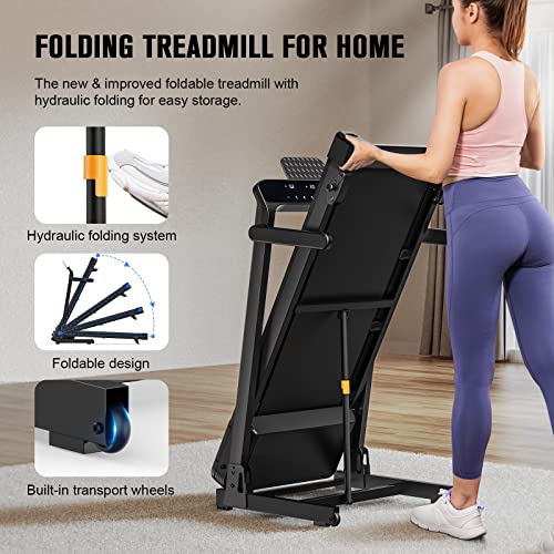Foldable Treadmill with Incline & Bluetooth - Black