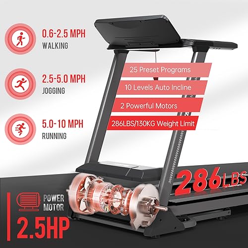 PASYOU Bluetooth Folding Treadmill with Incline