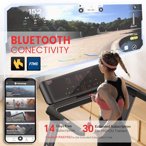 PASYOU Bluetooth Folding Treadmill with Incline
