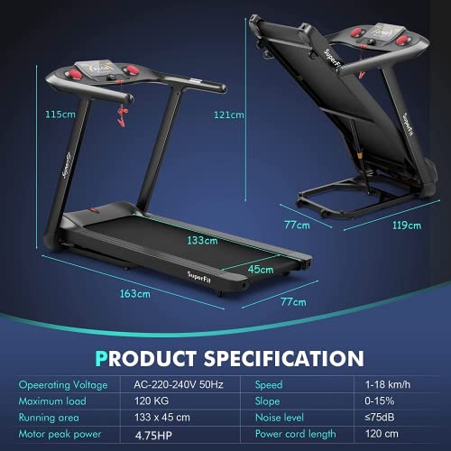COSTWAY Folding Treadmill - 4.75HP, Incline, Bluetooth Speaker