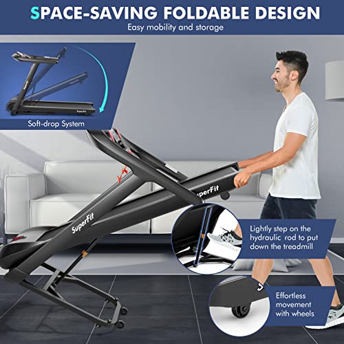 COSTWAY Folding Treadmill - 4.75HP, Incline, Bluetooth Speaker