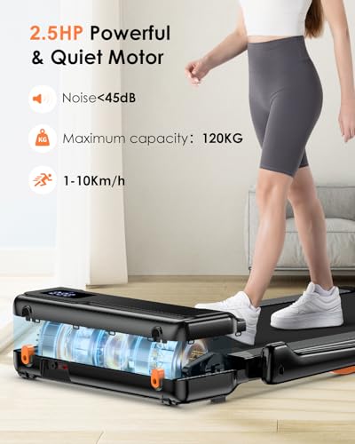 Foldable 2.5HP Treadmill with Shock Absorbtion, LED Display