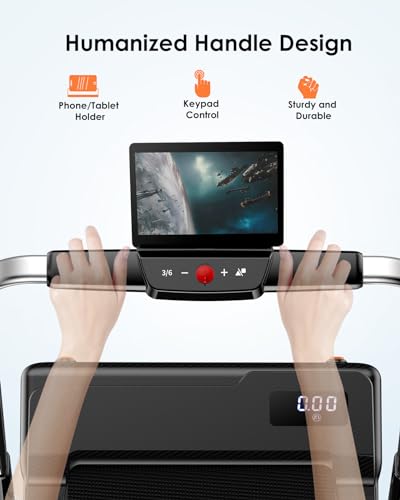 Foldable 2.5HP Treadmill with Shock Absorbtion, LED Display