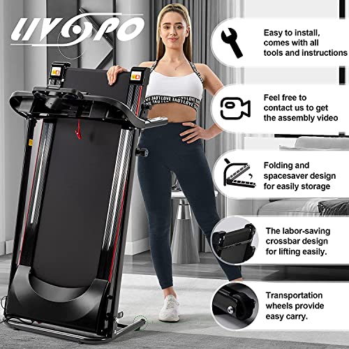 LIVSPO Foldable Bluetooth Treadmill with Incline 2.5HP