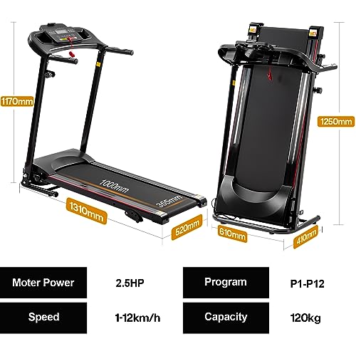 LIVSPO Foldable Bluetooth Treadmill with Incline 2.5HP