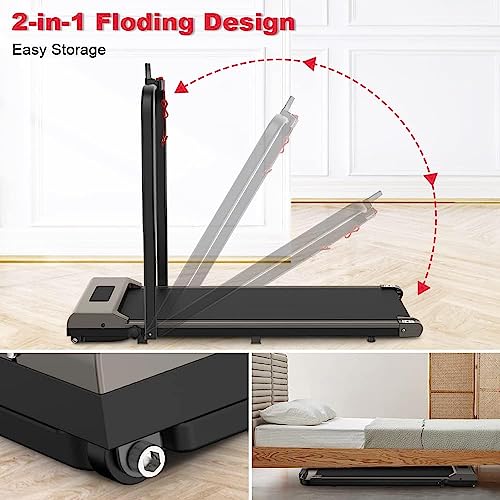 Jupgod Folding Treadmill, 2.5HP Under Desk, Adjustable Speeds