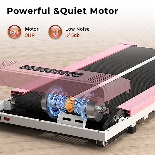 Portable Under Desk Treadmill with Bluetooth Speaker (Pink)