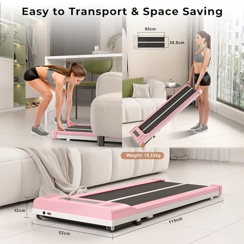 Portable Under Desk Treadmill with Bluetooth Speaker (Pink)