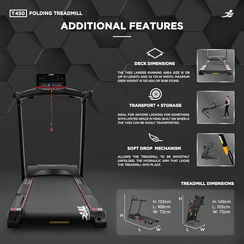 JLL T450 Folding Treadmill with Speaker and Incline