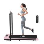 Foldable Under Desk Treadmill with Bluetooth Speaker (Pink)