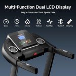Bluetooth Folding Treadmill with Heart-rate Sensor, Multi-functional Display