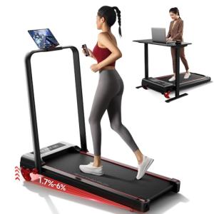 Portable Folding Treadmill with Incline and Handle Bar