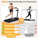 Folding Treadmill with Bluetooth Speaker - Home Office Fitness